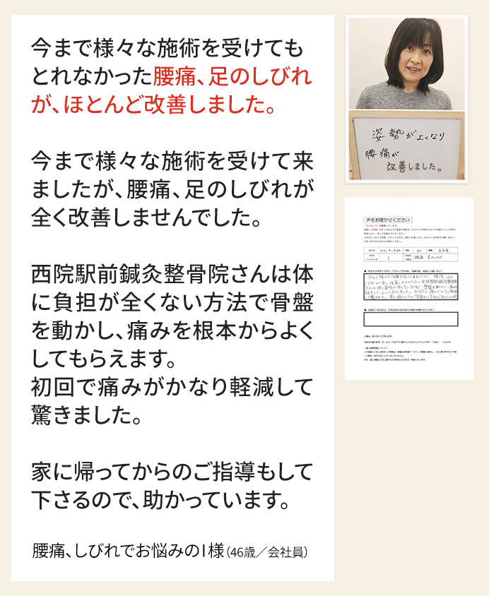 足のしびれでお悩みのY.Y様（45歳／会社員）