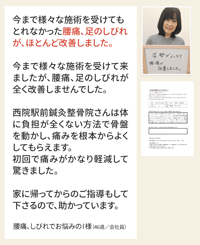 足のしびれでお悩みのY.Y様(45歳/会社員)